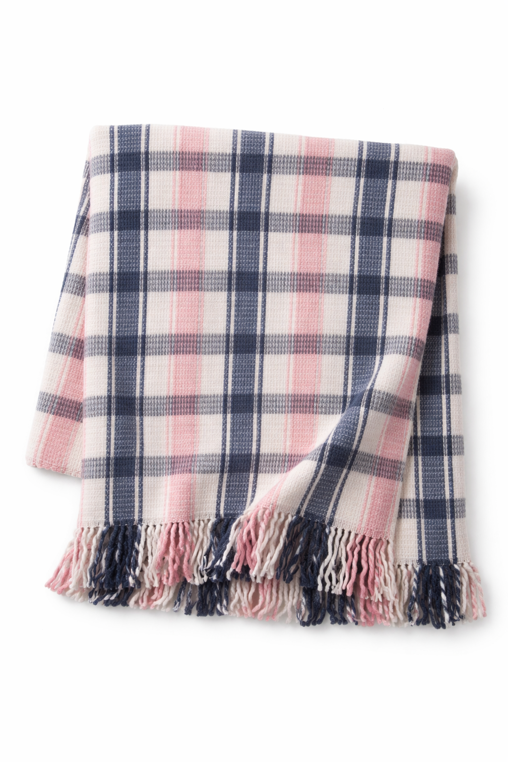 Ekose Desenli Püsküllü Pamuklu Battaniye