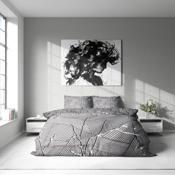 Modern Siyah Beyaz Geometrik Desenli Nevresim Takımı | %100 Pamuklu