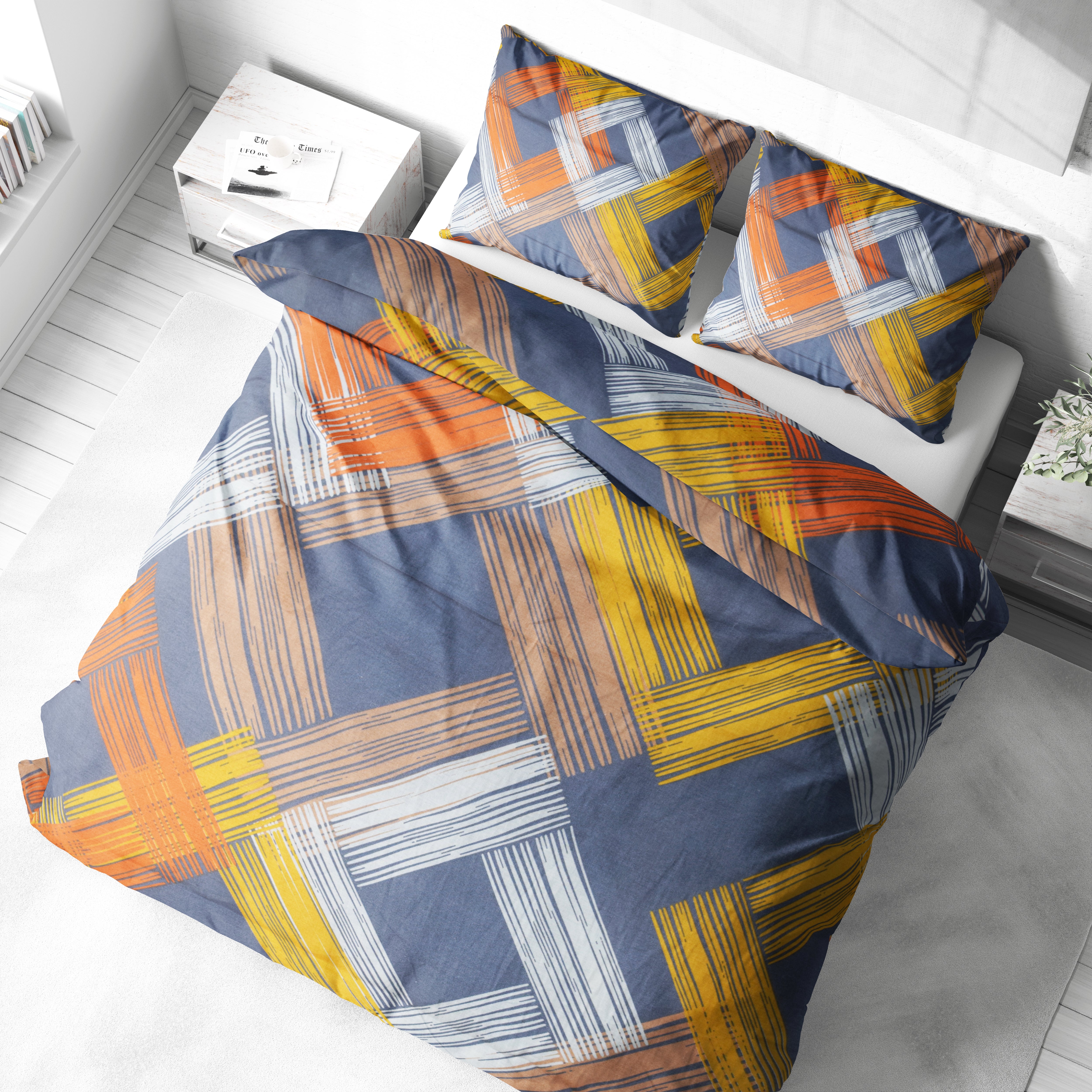 Modern Çapraz Çizgili Nevresim Takımı | %100 Pamuklu