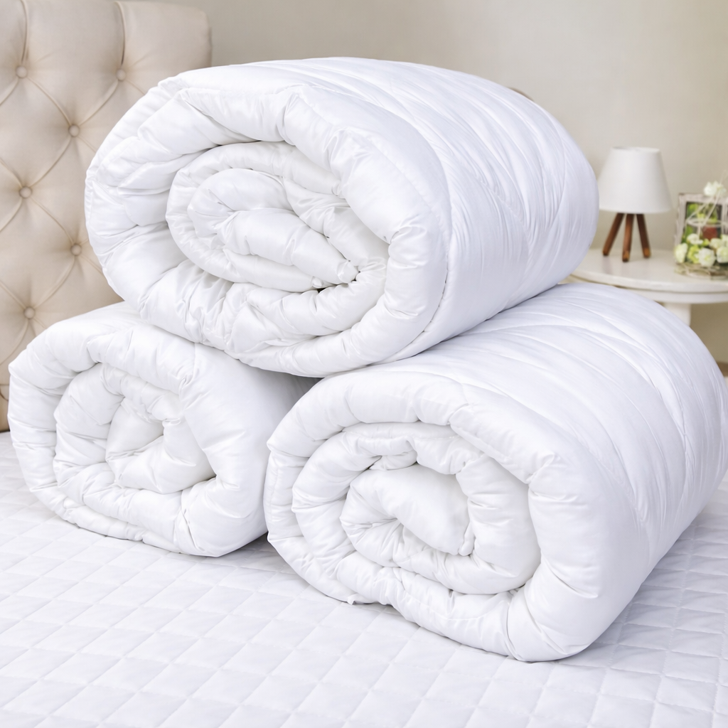 Beyaz Mikro Silikon Yorgan – Hafif, Dolgun ve Konforlu Uyku Deneyimi