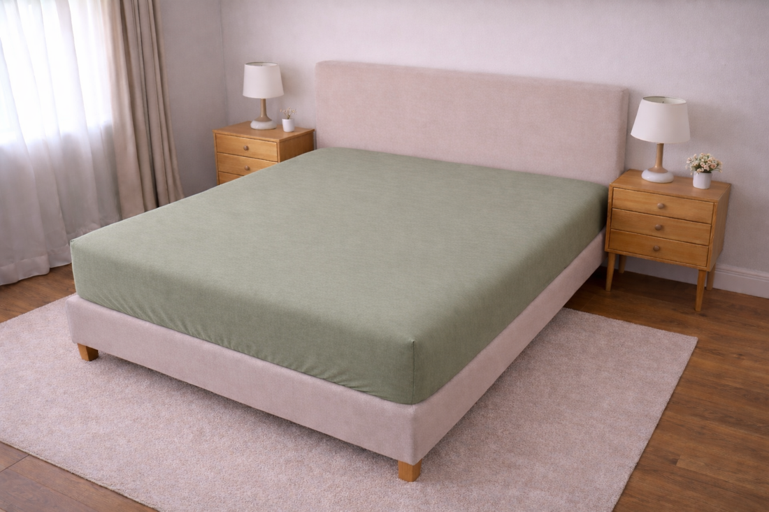 Düz Koyu Yeşil Lastikli Çarşaf