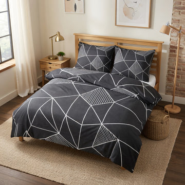 Siyah Geometrik Desenli Nevresim Takımı | %100 Pamuklu
