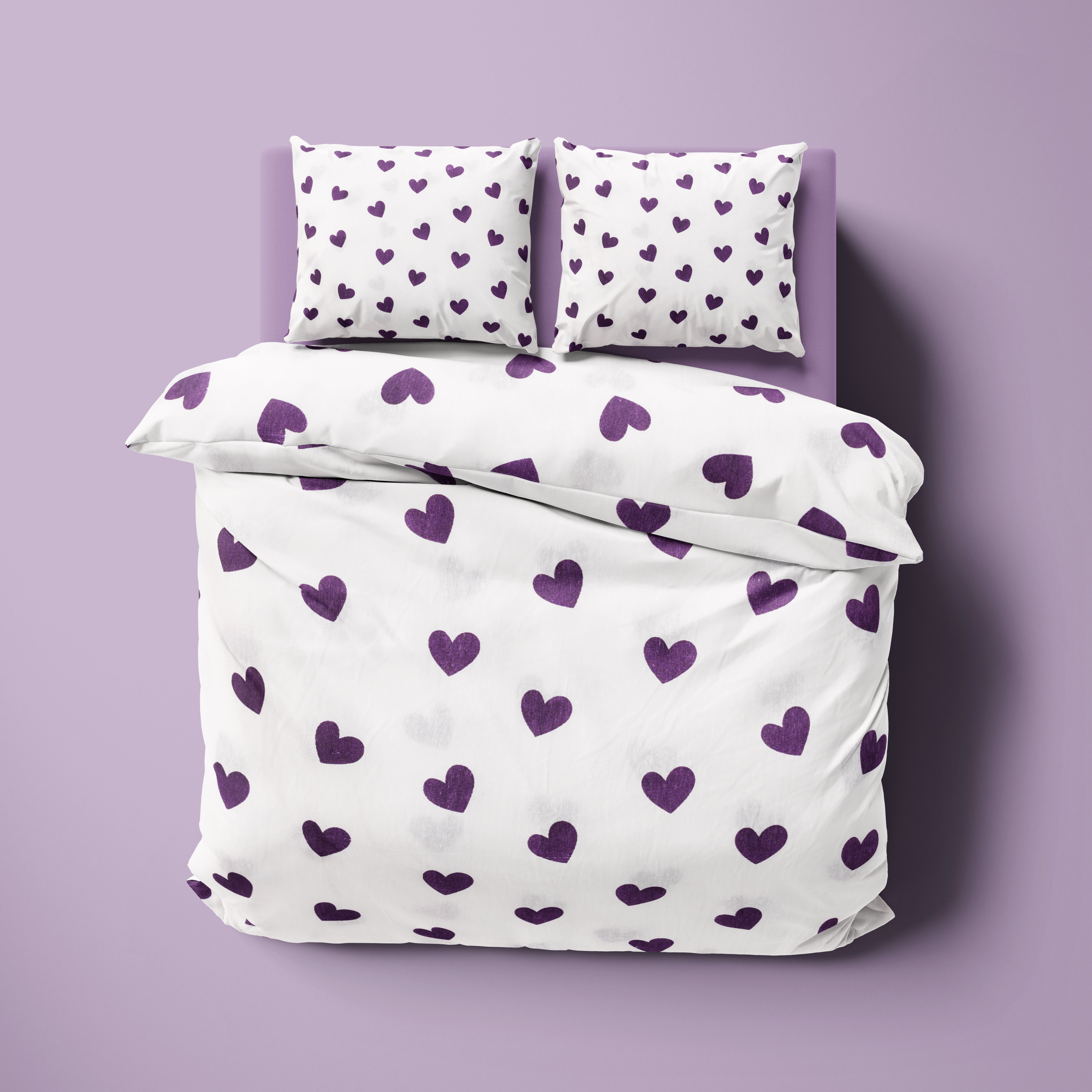 Mor Kalp Desenli Pamuklu Nevresim Takımı | Lastikli Çarşaflı