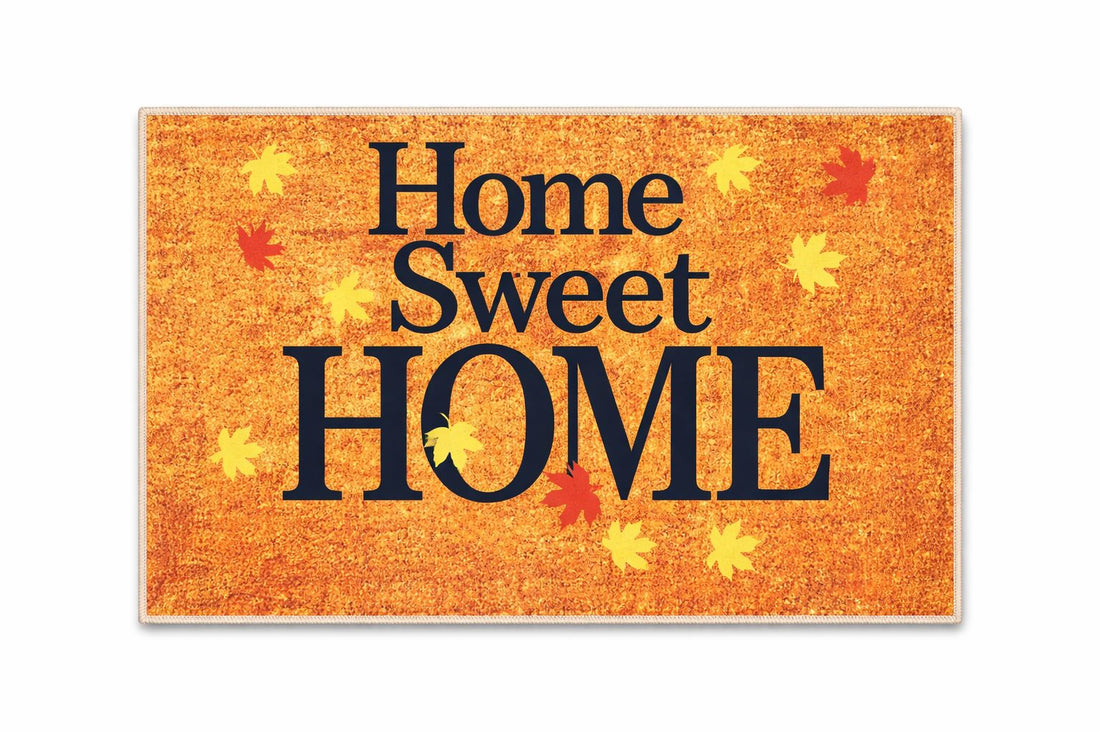 Home Sweet Home Yazılı Yaprak Desenli Kapı Önü Paspası