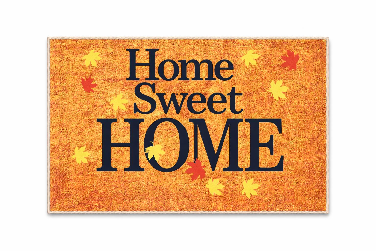 Home Sweet Home Yazılı Yaprak Desenli Kapı Önü Paspası