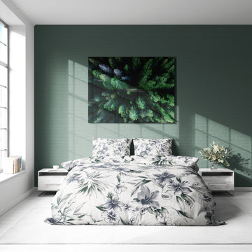 Botanik Çiçek Desenli Pamuklu Nevresim Takımı | Lastikli Çarşaflı