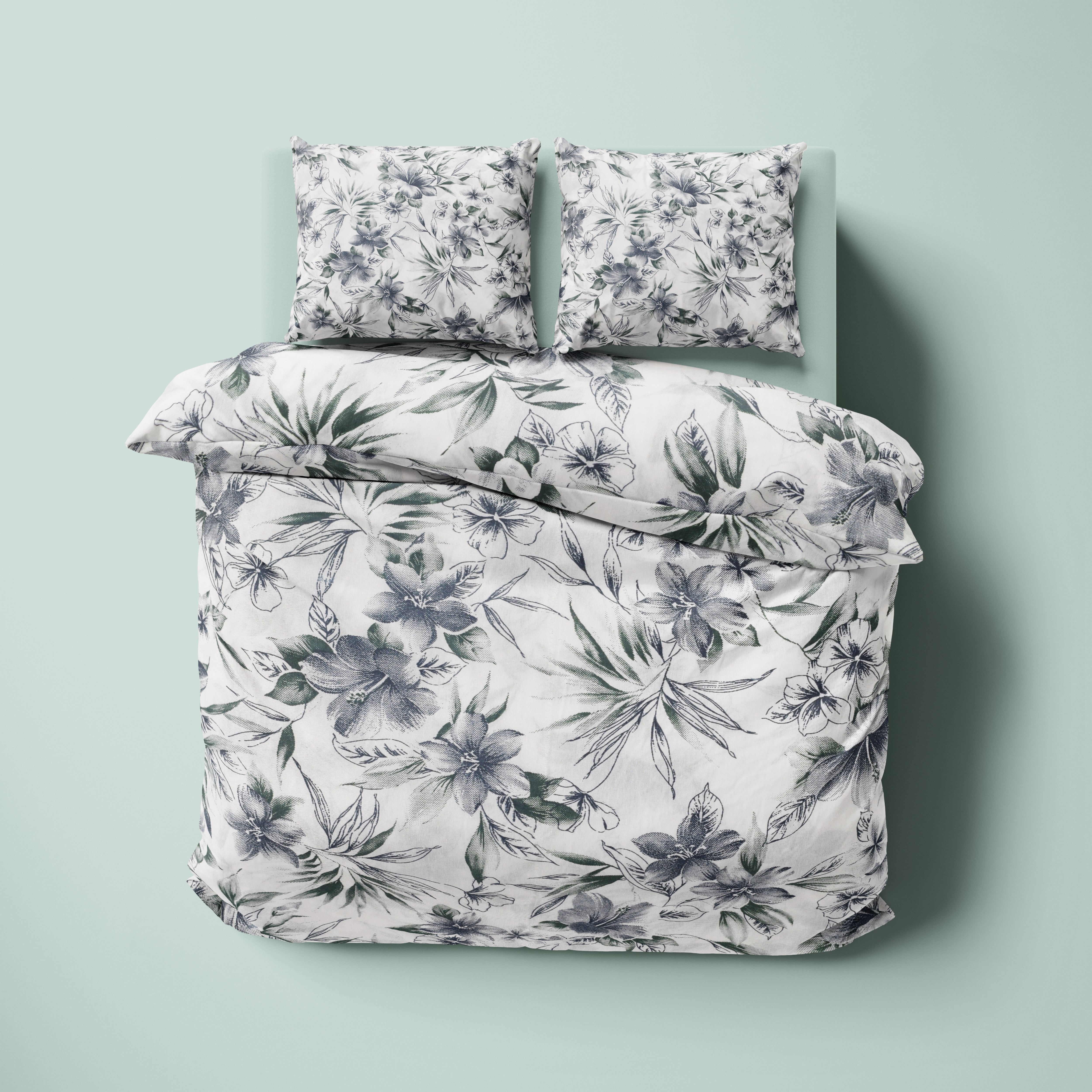 Botanik Çiçek Desenli Pamuklu Nevresim Takımı | Lastikli Çarşaflı