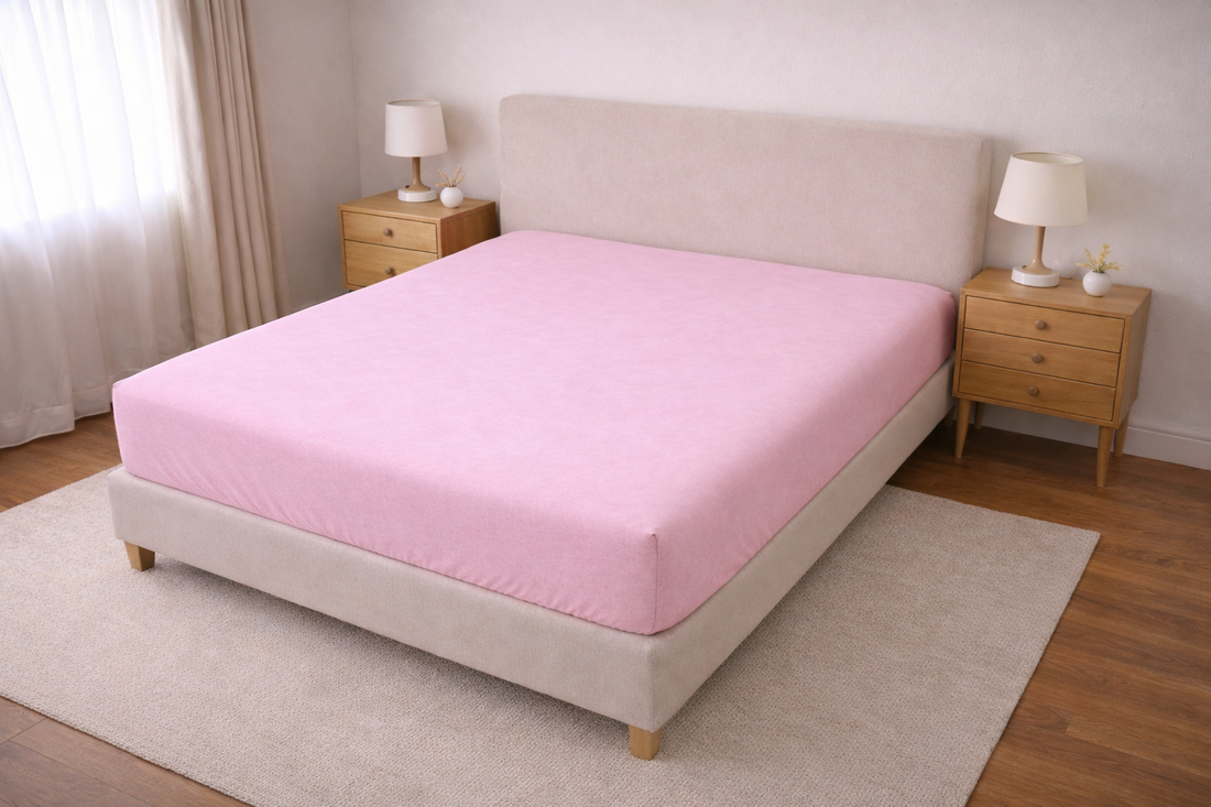 Düz Açık Pembe Lastikli Çarşaf