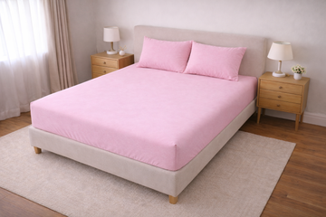 Düz Açık Pembe Lastikli Çarşaf