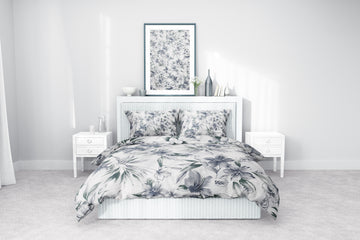 Botanik Çiçek Desenli Pamuklu Nevresim Takımı | Lastikli Çarşaflı