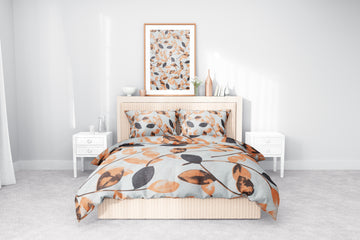 Doğal Yaprak Desenli Pamuklu Nevresim Takımı | Lastikli Çarşaflı