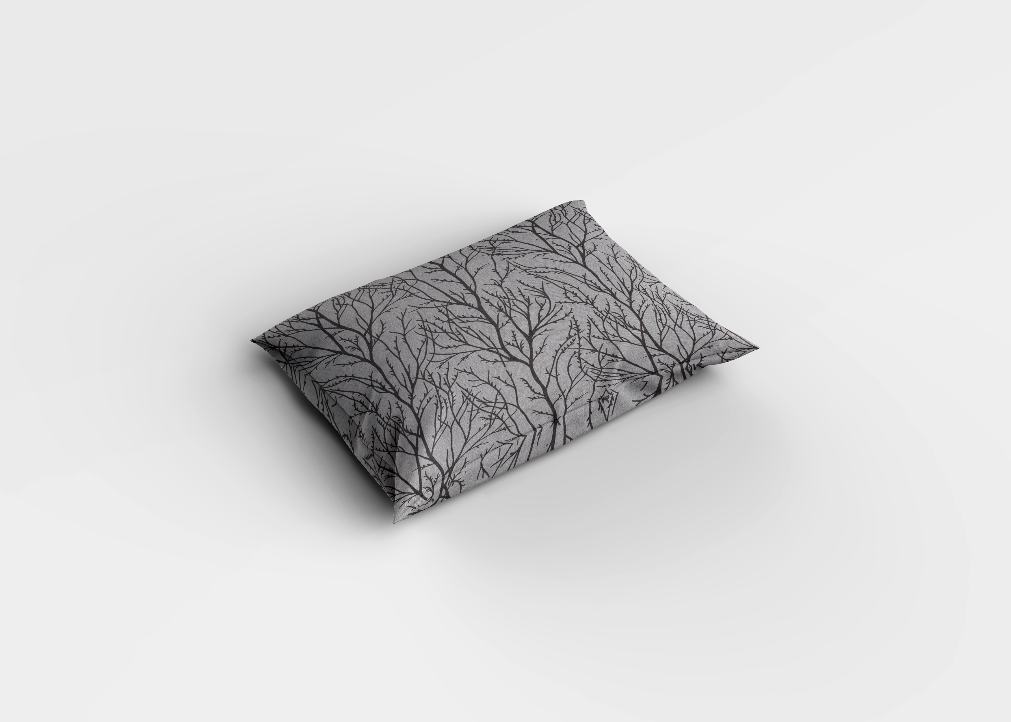 Gri Ağaç Dalları Desenli Pamuklu Nevresim Takımı | Lastikli Çarşaflı