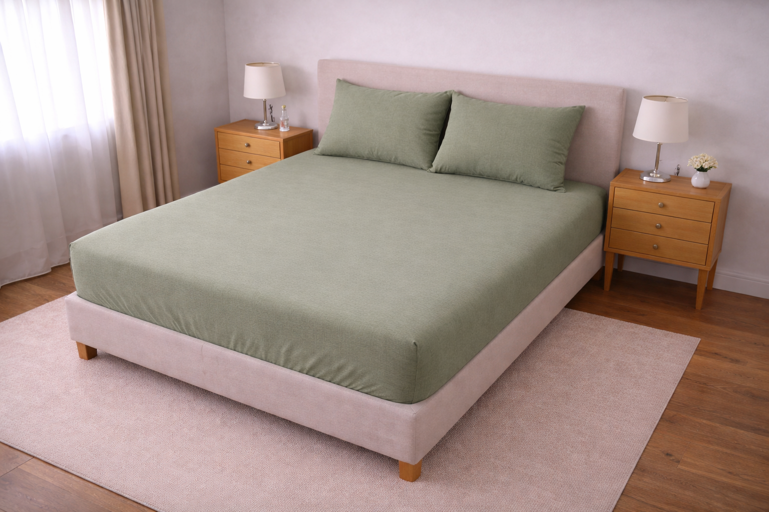 Düz Koyu Yeşil Lastikli Çarşaf