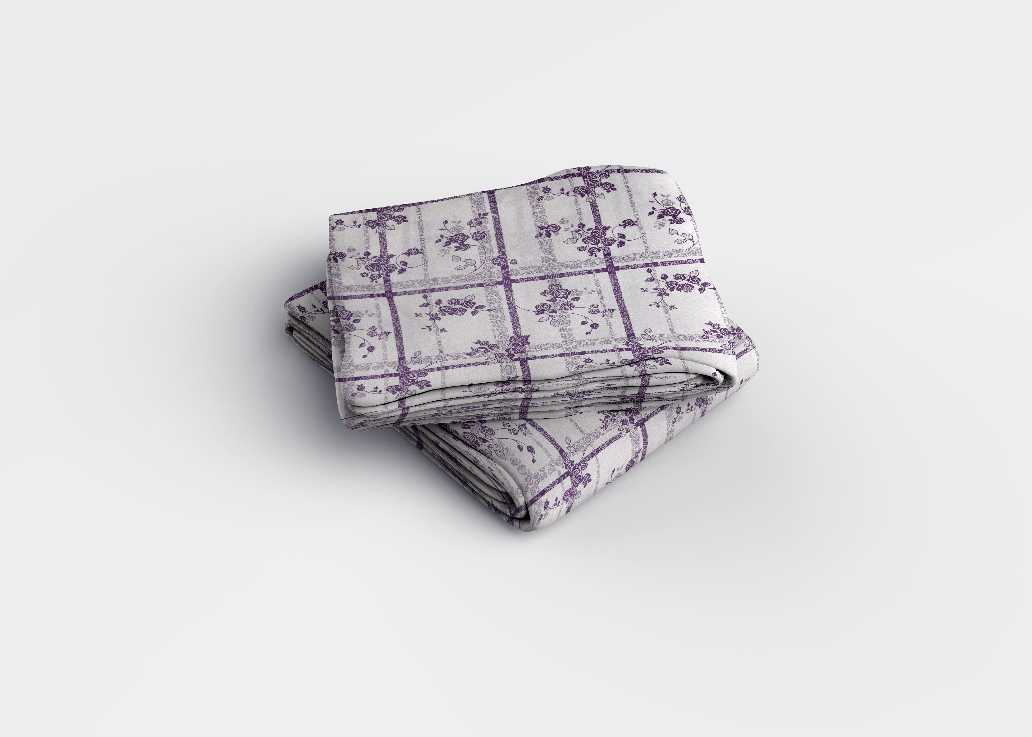 Lila Çiçek Desenli Pamuklu Nevresim Takımı | Lastikli Çarşaflı