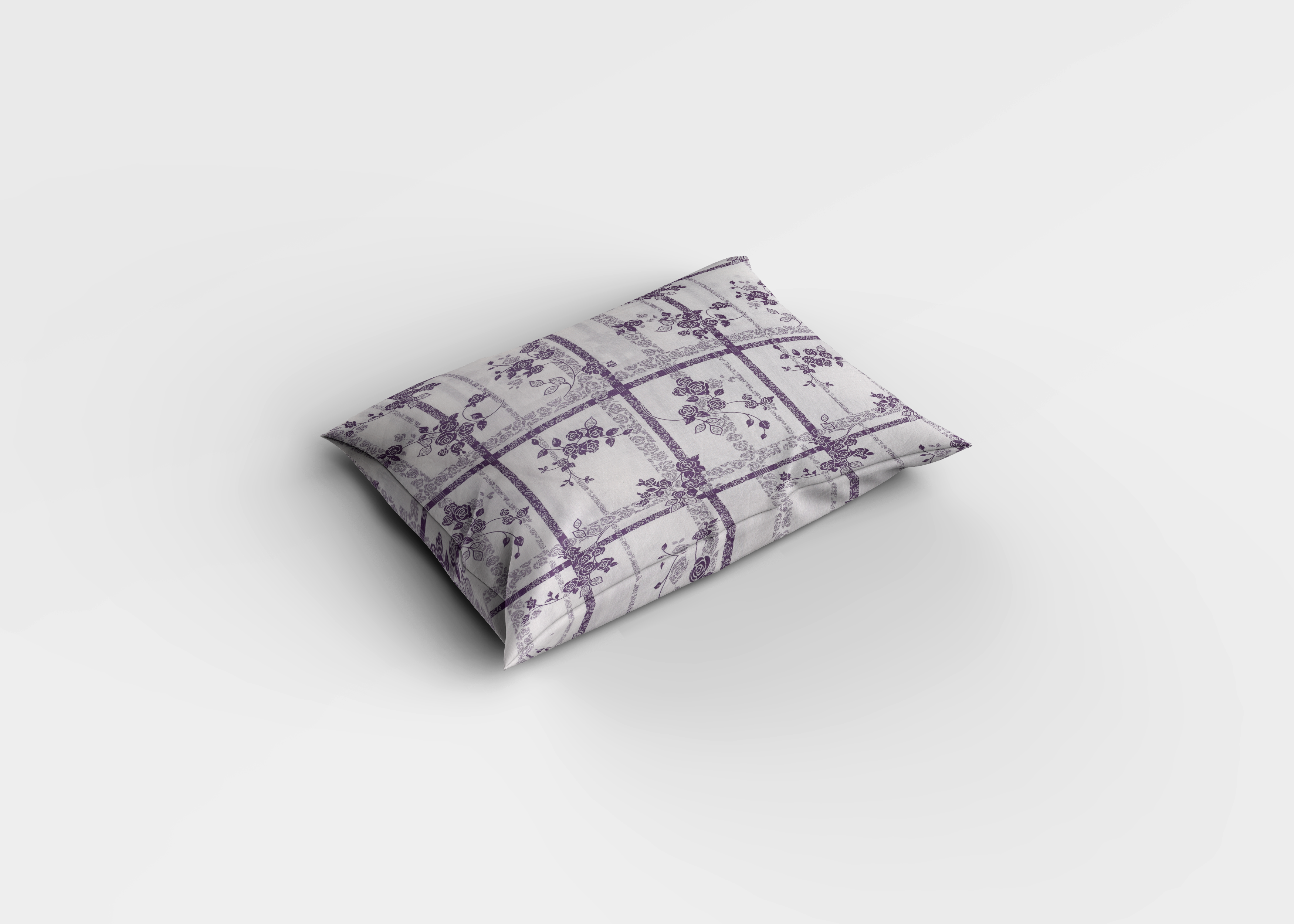 Lila Çiçek Desenli Pamuklu Nevresim Takımı | Lastikli Çarşaflı