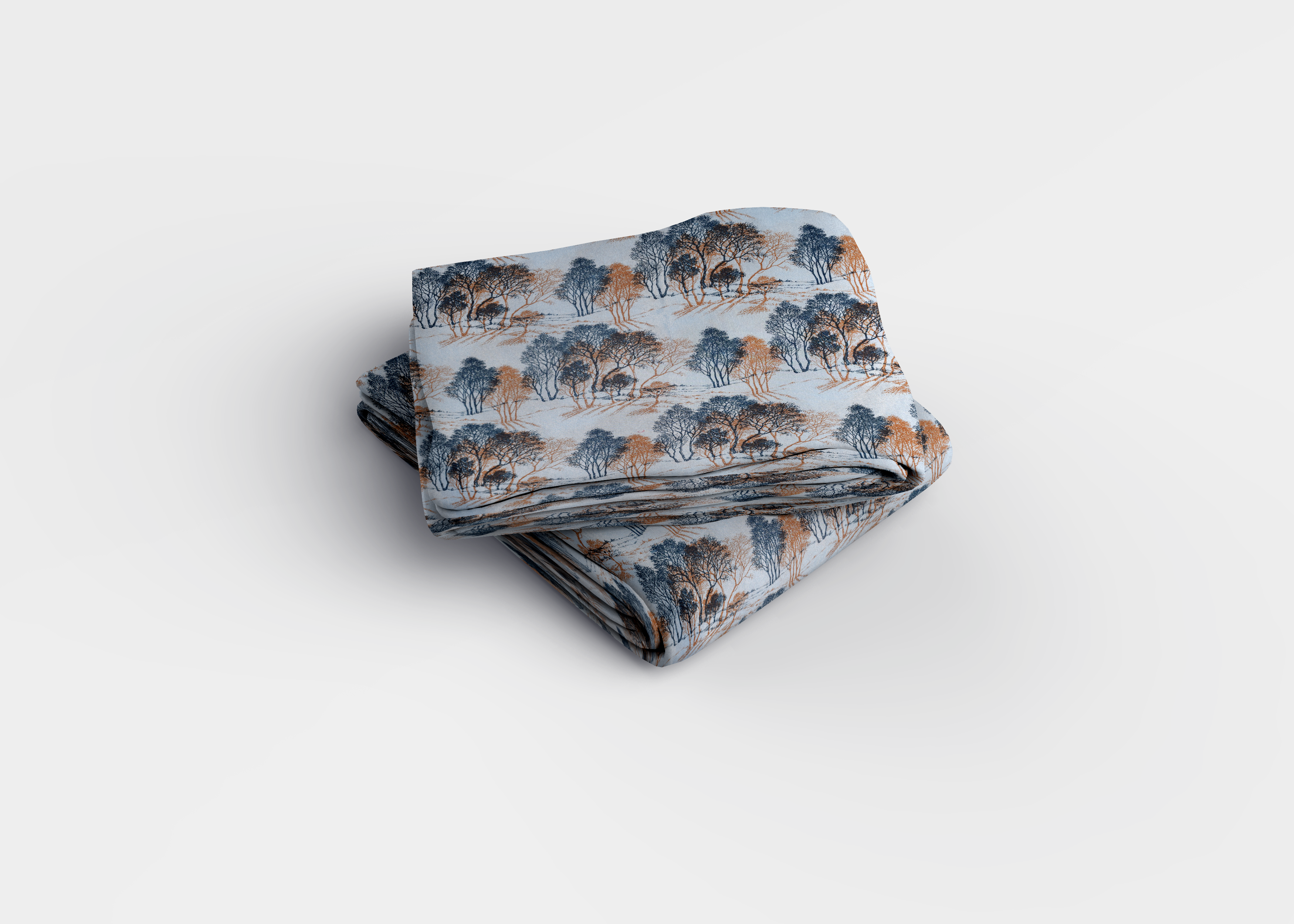 Mavi Ağaç Desenli Pamuklu Nevresim Takımı | Lastikli Çarşaflı