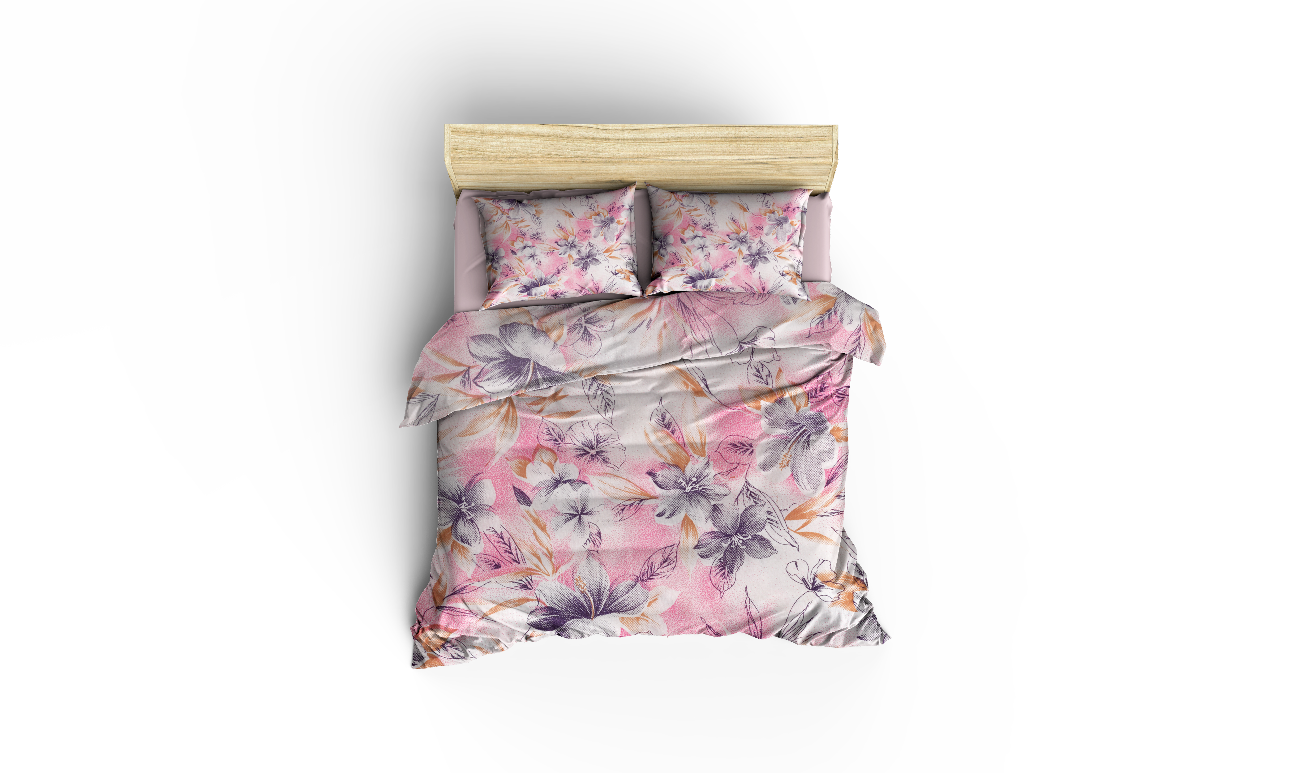 Pastel Çiçek Desenli Pamuklu Nevresim Takımı | Lastikli Çarşaflı