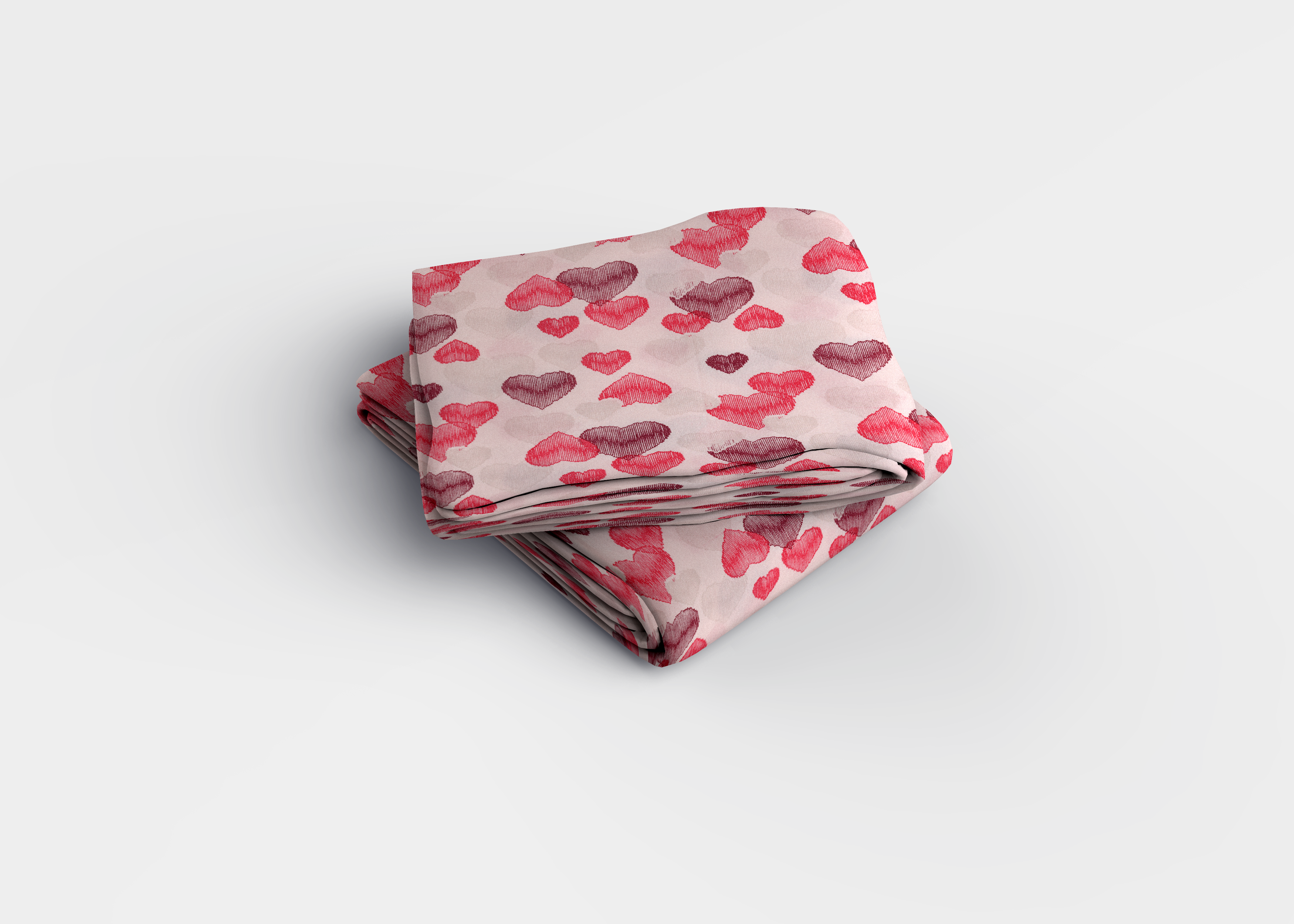 Pembe Kalp Desenli Pamuklu Nevresim Takımı | Lastikli Çarşaflı