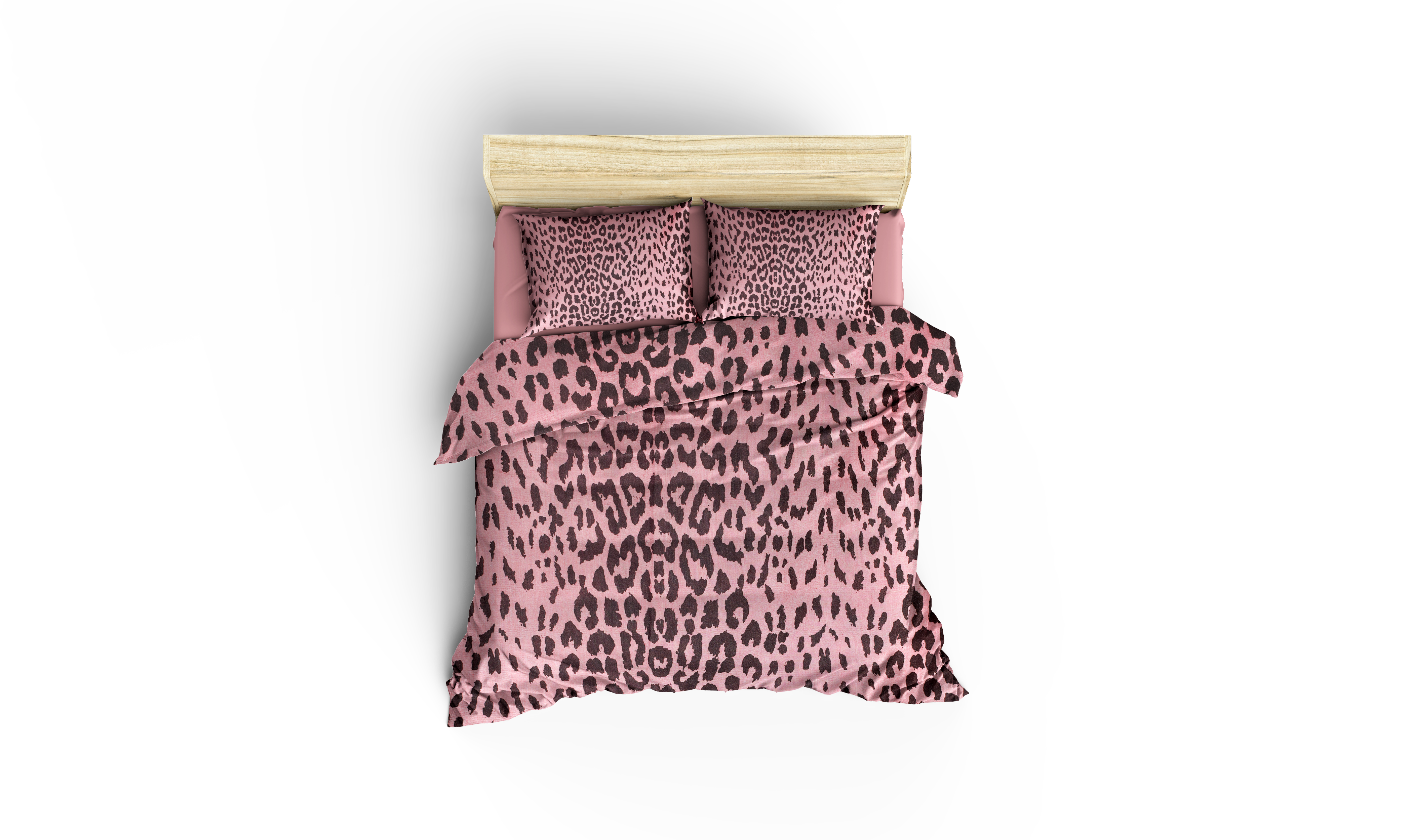 Pembe Leopar Desenli Pamuklu Nevresim Takımı | Lastikli Çarşaflı