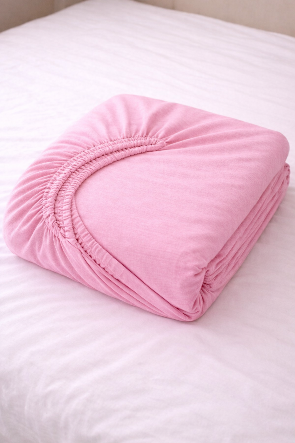 Düz Pembe Lastikli Çarşaf