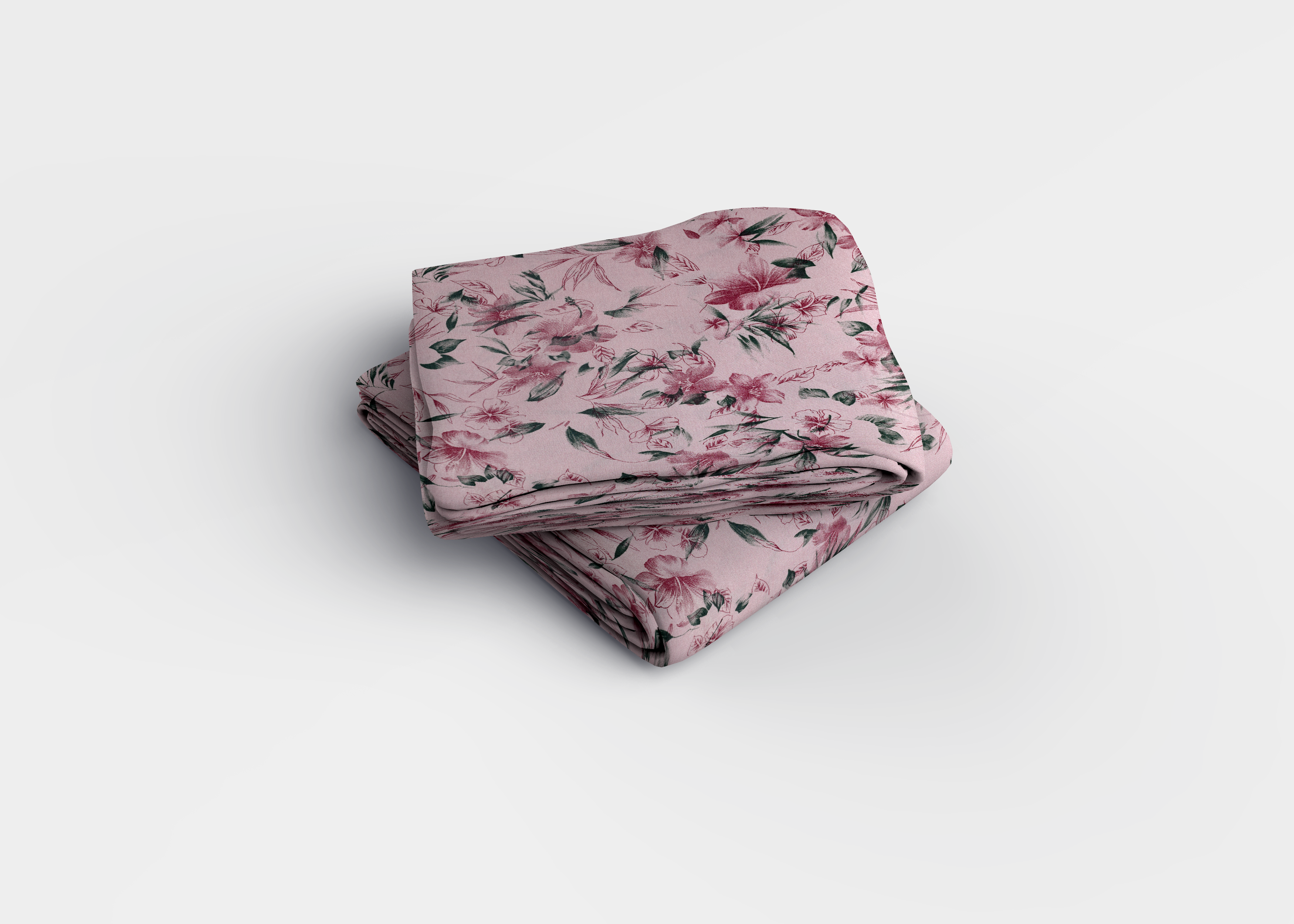 Pudra Pembe Çiçek Desenli Pamuklu Nevresim Takımı | Lastikli Çarşaflı