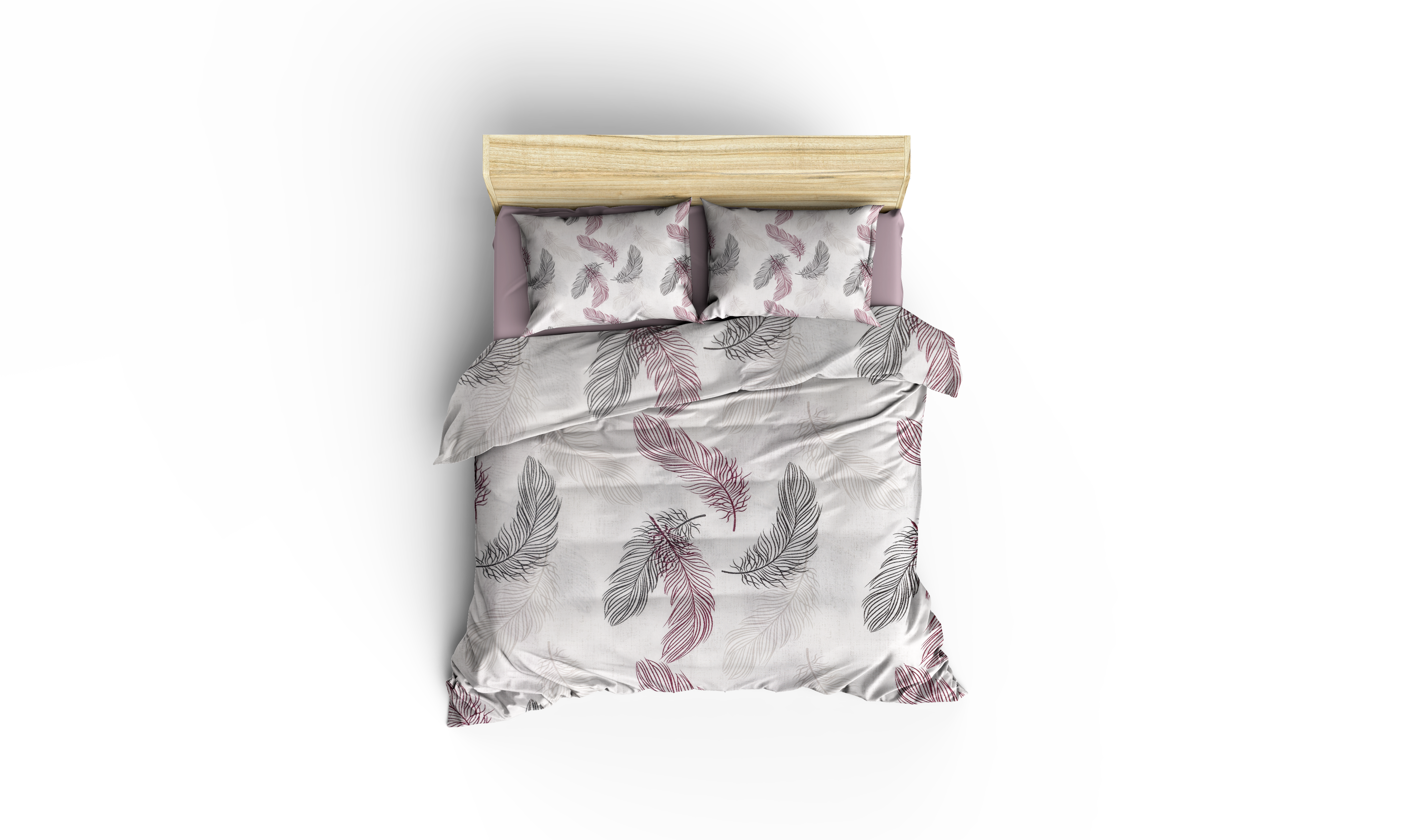 Pudra Tüy Desenli Pamuklu Nevresim Takımı | Lastikli Çarşaflı