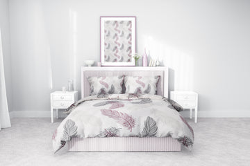 Pudra Tüy Desenli Pamuklu Nevresim Takımı | Lastikli Çarşaflı