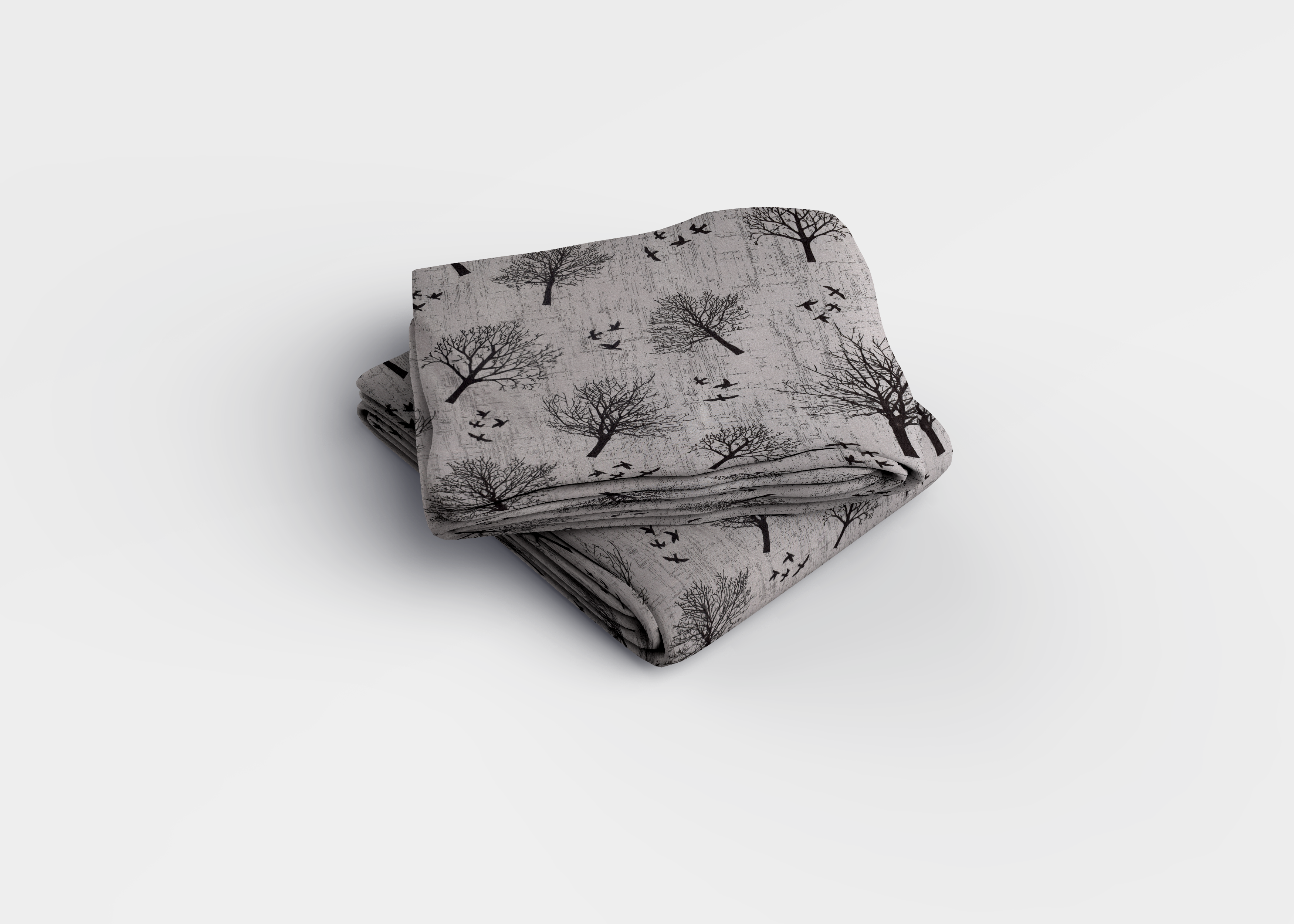 Siyah Ağaç Desenli Pamuklu Nevresim Takımı | Lastikli Çarşaflı