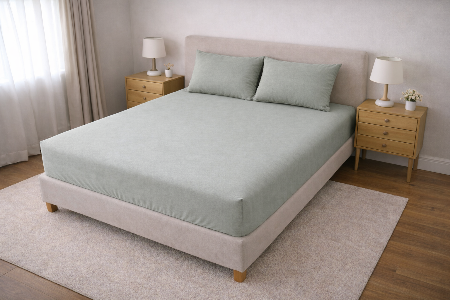 Düz Tok Yeşil Lastikli Çarşaf