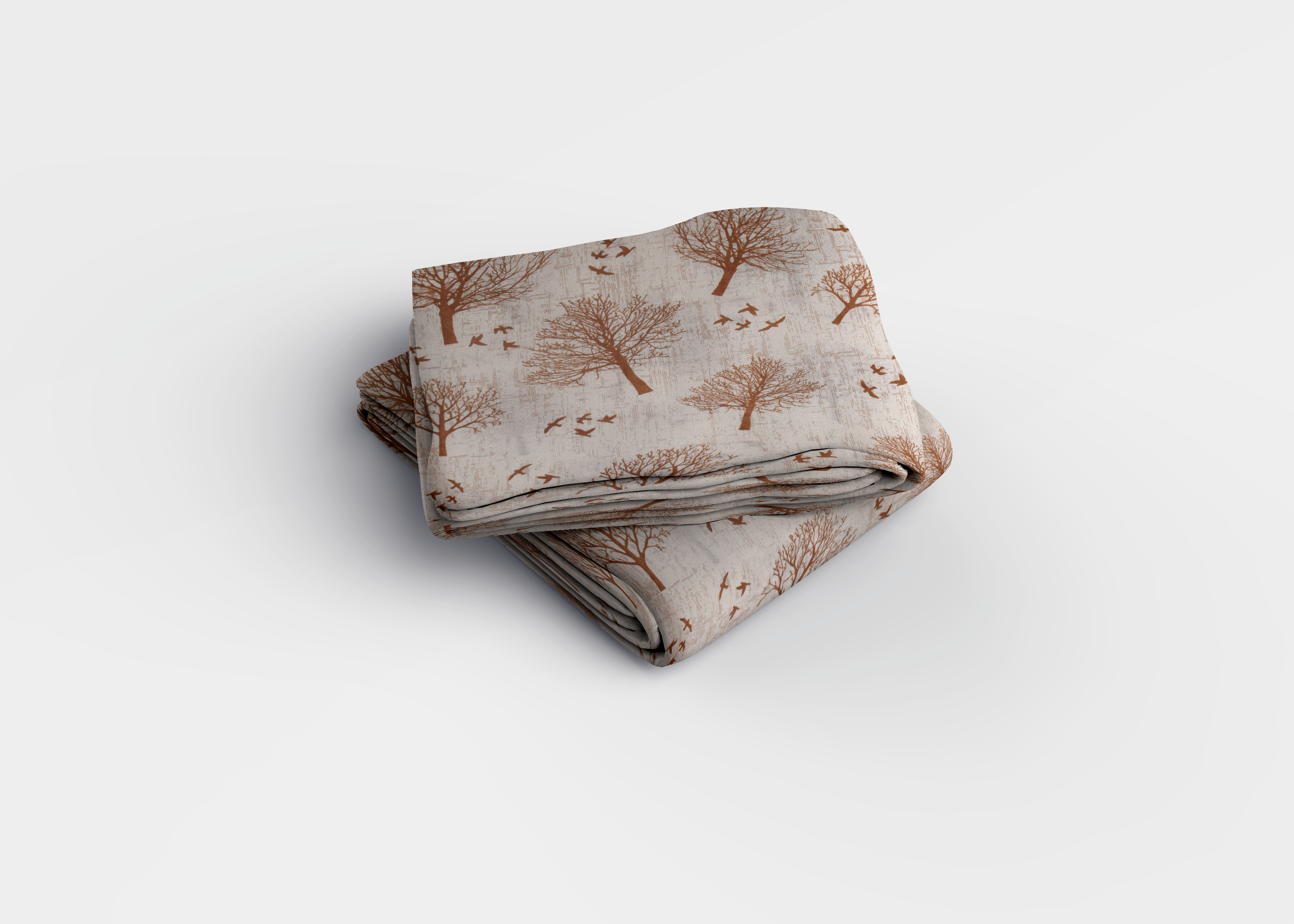 Toprak Tonlarında Ağaç Desenli Pamuklu Nevresim Takımı | Lastikli Çarşaflı