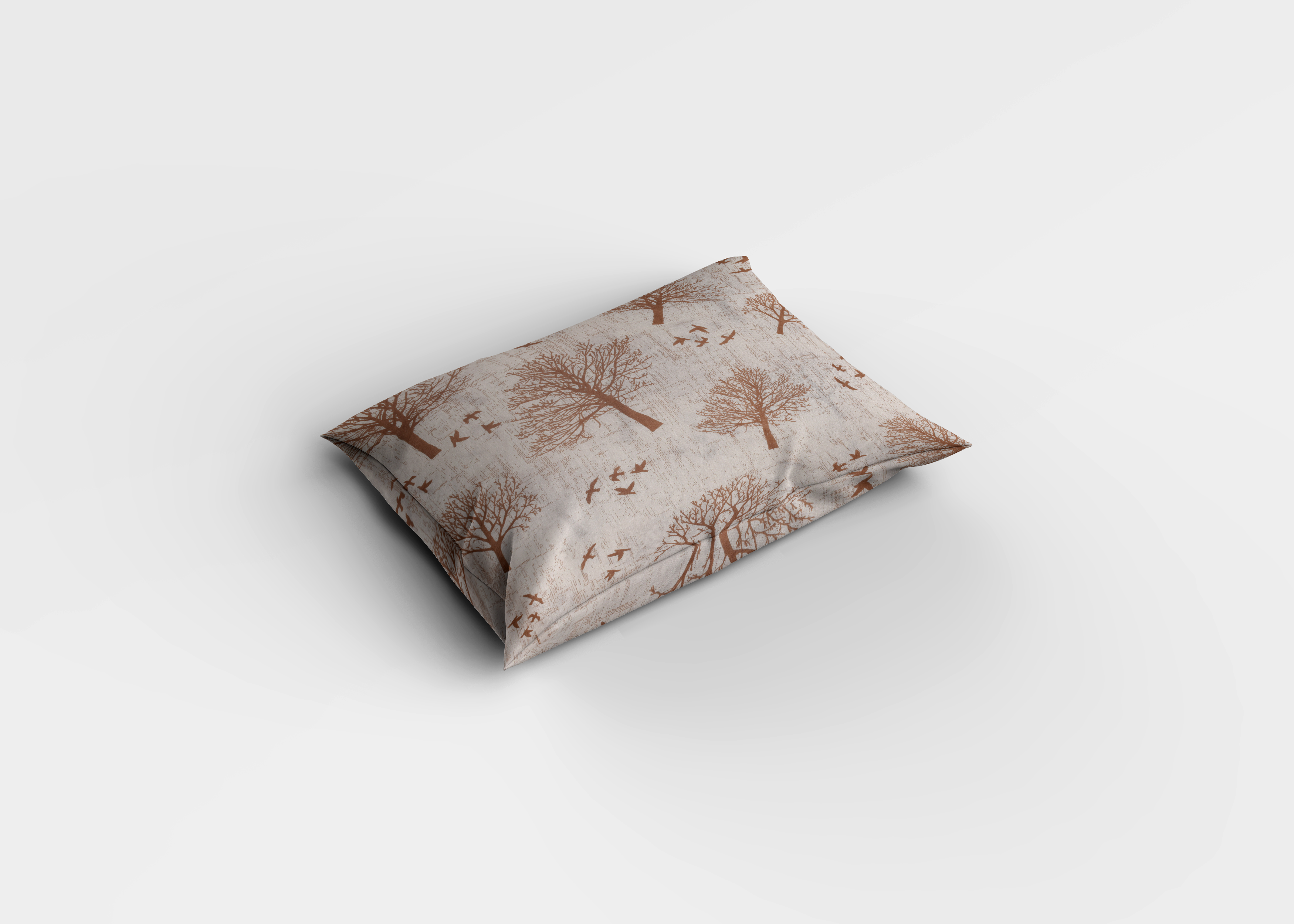 Toprak Tonlarında Ağaç Desenli Pamuklu Nevresim Takımı | Lastikli Çarşaflı